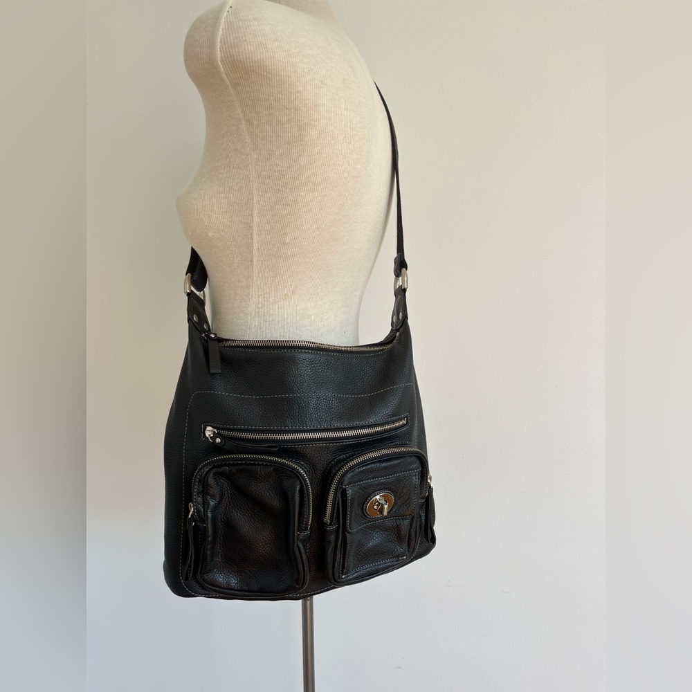 NWOT Danier Black Leather Crossbody Bag for Men Travel Bag Satchel - Picture 2 of 12